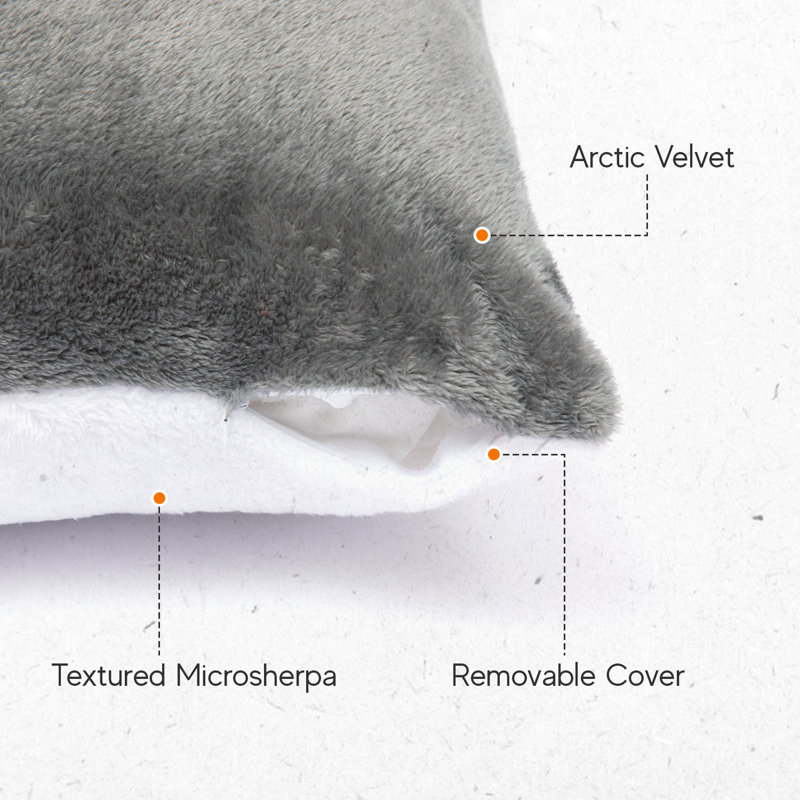 Gray Arctic Velvet and Microfleece Throw Pillow Set