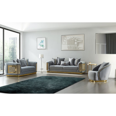 Eudes 3 - Piece Velvet Living Room Set