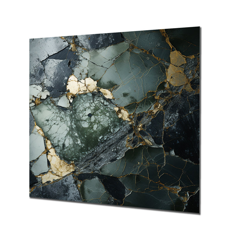 Décoration murale en marbre doré et vert Terrazzo Elegance I, H 16 po x l 16 po