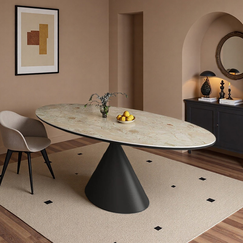 Table de salle à manger Modern, H 29,52 po x L 70,86 po x l 35,43 po, Noir, Beige