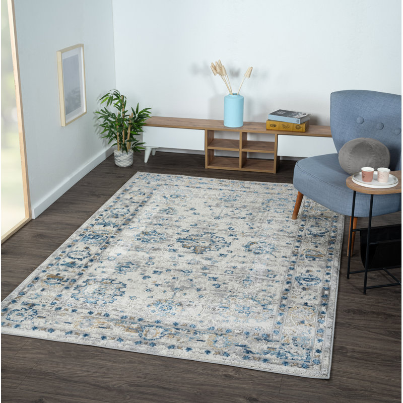 Helen Beige/Blue Rug, Rectangular 160 x 230cm