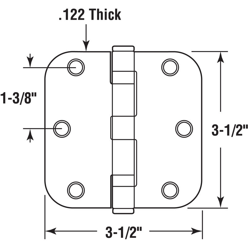 Charnière de porte simple à butée H 3,5 po x l 3,5 po Prime-Line