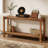 63" Solid Wood Console Table with Dual Shelves