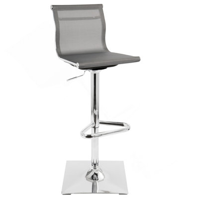 Mirage Contemporary Adjustable Barstool With Swivel In Silver By Lumisource