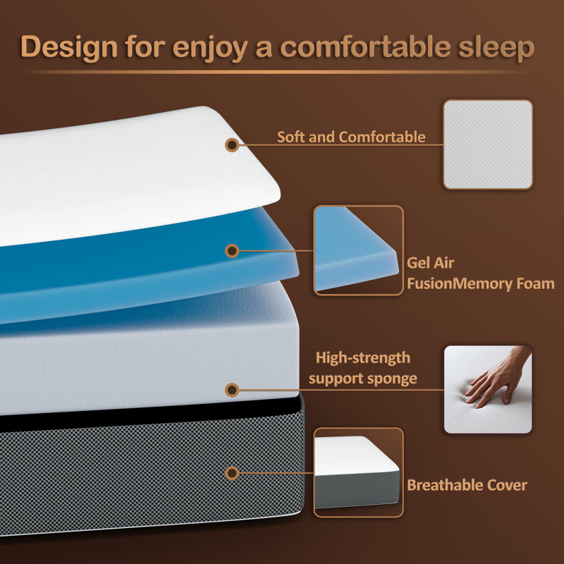 Cabrera Portable Tri-Folding Capability Gel Memory Foam Mattress, Removable and Washable, Twin, 4"