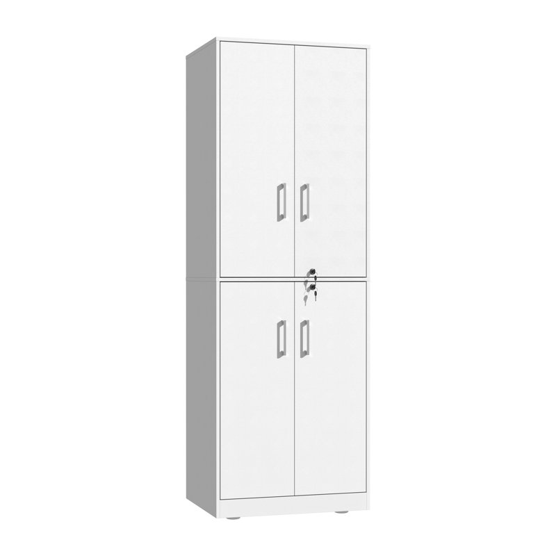 Armoire de vestibule haute blanche avec portes verrouillables - H 78,7 po, ensemble anti-basculement