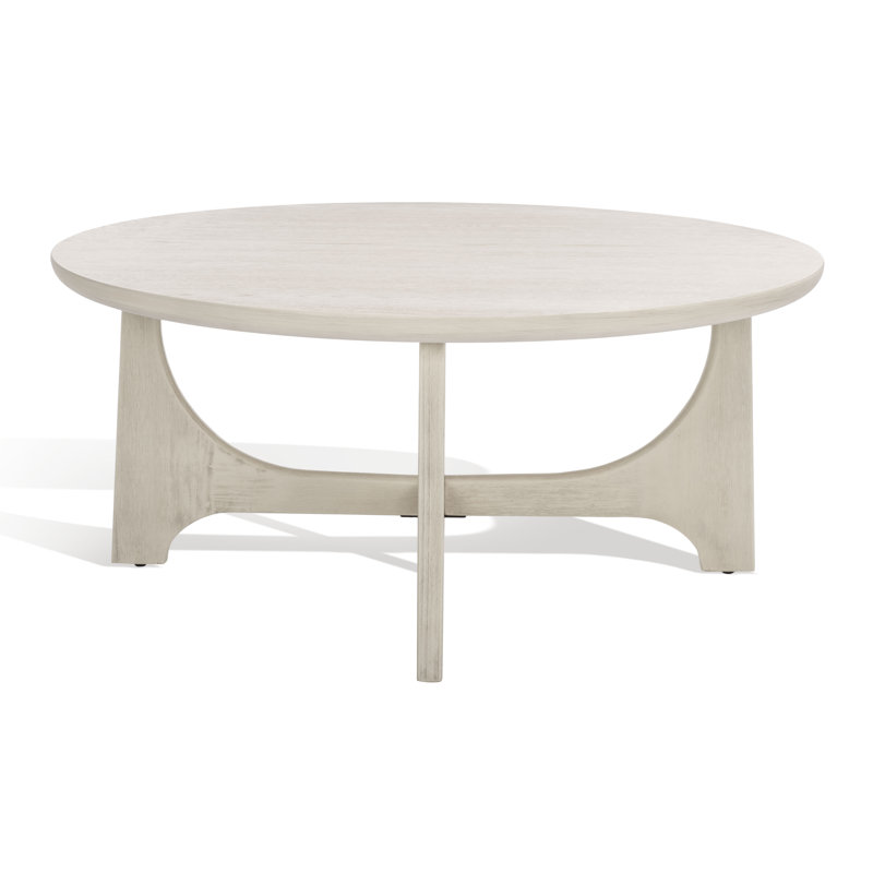 White Washed Round Manufactured Wood Coffee Table