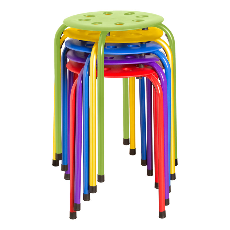 Assorted Color Plastic Stackable Office Stools, Set of 5