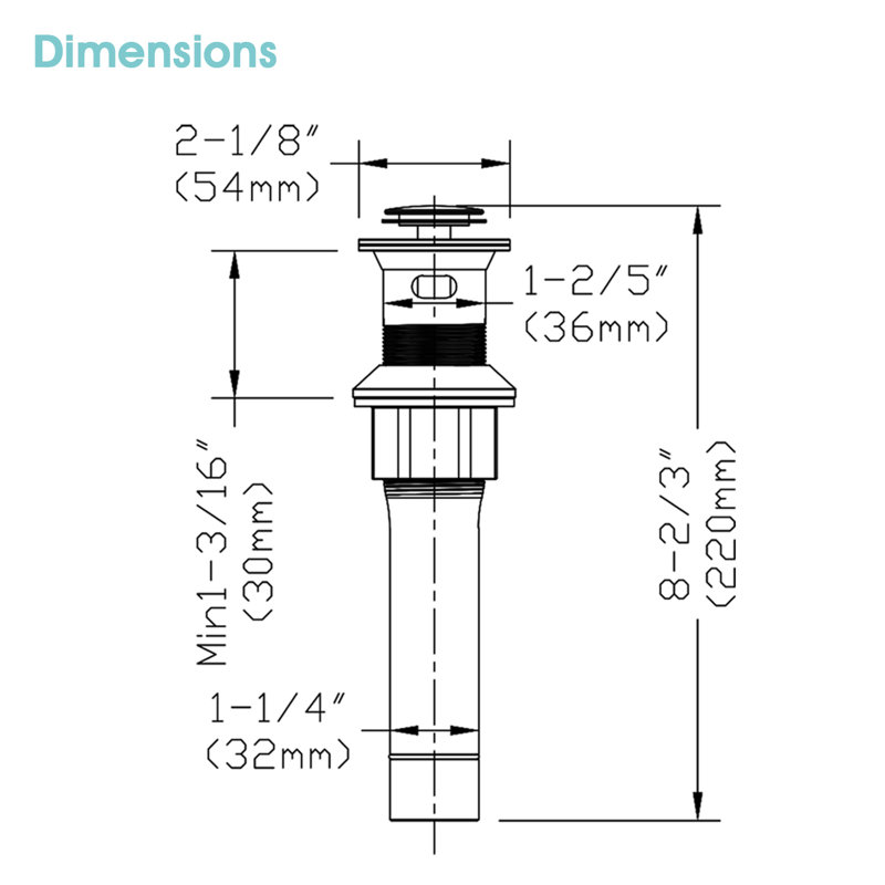 Pop-Up Drain Stainless Steel With Overflow Anti-Clogging for Vessel Sink Lavatory Vanity Sink Drain with Strainer Basket,