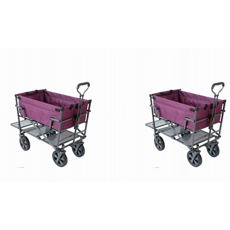 Mac Sports Heavy Duty Steel Double Decker Yard Cart Wagon, Purple