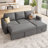 Anureet L-Shaped Sectional Modular Sofa Bed With Storage Seat-112387170
