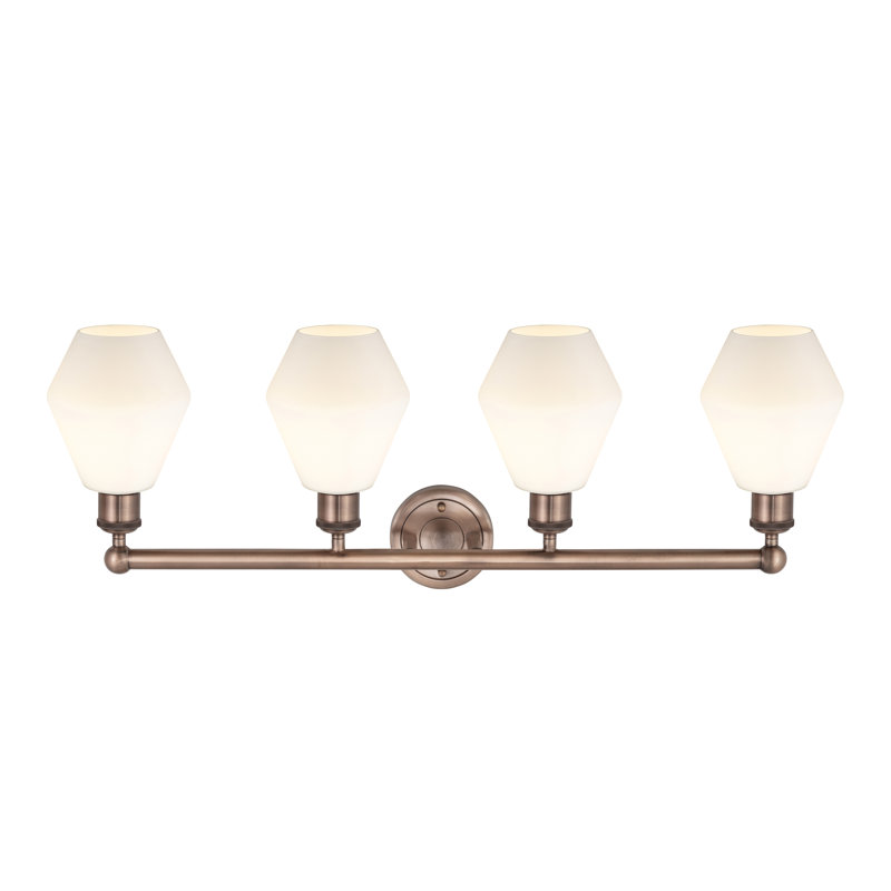 Gabbie 4 - Light Dimmable Vanity Light, Cased Matte White, Antique Copper