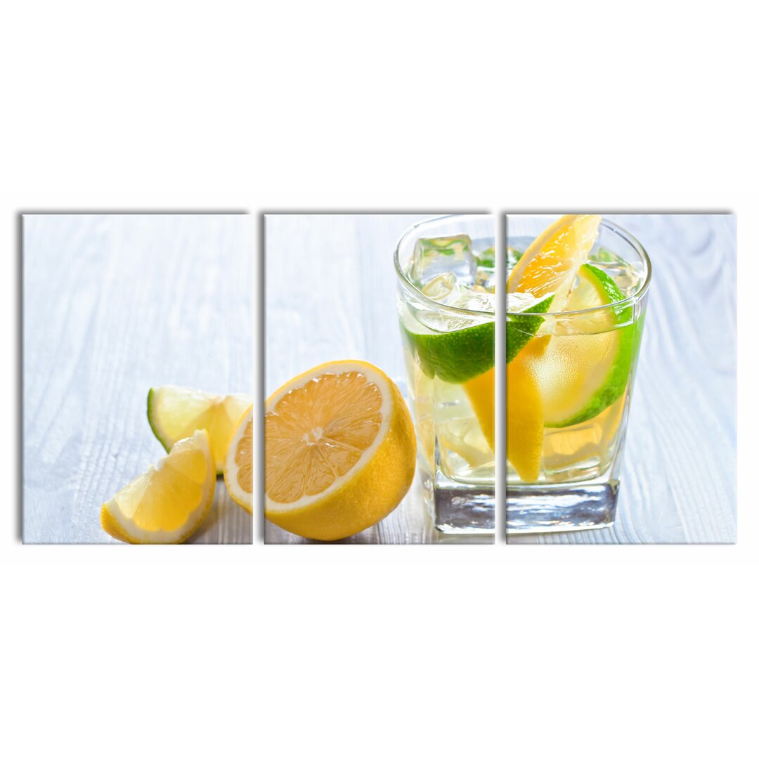 3-tlg. Leinwandbilder-Set Gin & Tonic Shot mit Zitrone