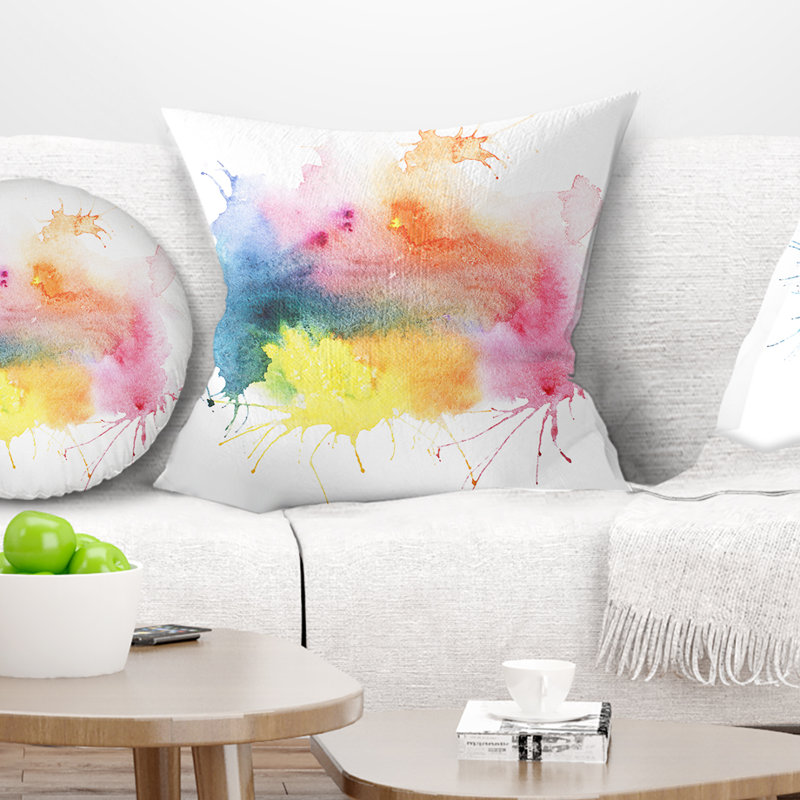 «Abstract Blots Aquarelle Art», coussin imprimé abstrait, 16 po x 1 po, Coussin décoratif