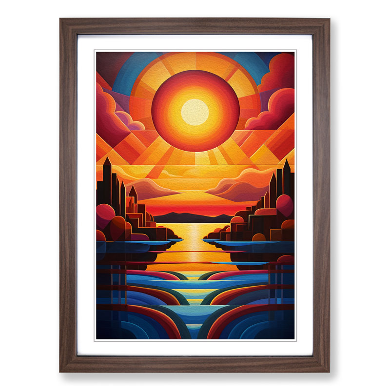 Single Picture Frame Print on Wood, Walnut Framed, 64cm H x 46cm W