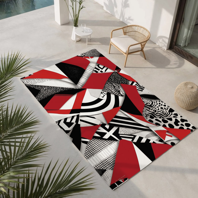 Tapis intérieur et extérieur Cerise Orb, Rectangle 1 pi 6 po x 2 pi 6 po