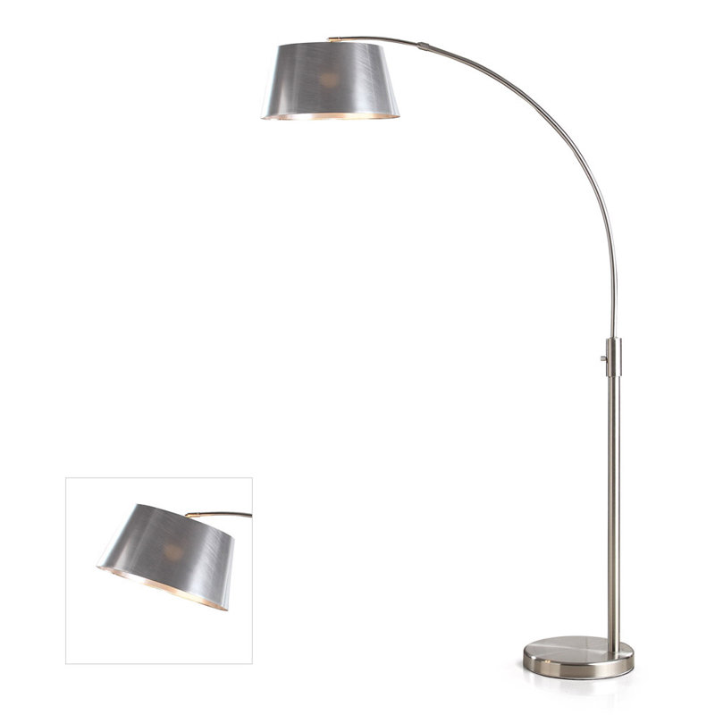 Aldusa 82'' Arched Floor Lamp, Brushed Silver, Brushed Nickel