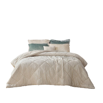Ensembles de literie en velours luxueux, double / grand, champagne, style moderne pour le confort de la maison