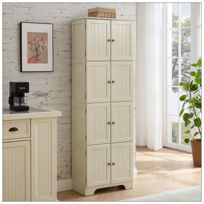 Armoire de rangement haute 72,4 "avec 8 portes et 4 tablettes, bibliothèque, salon, cuisine, salle à manger, armoire de rangement autoportante, WHI