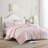 Swift Home Pintuck 3-Piece Microfiber Comforter Set - Textured Pinch Pleat Design, Pinstripe Patterns, Lightweight All-Season Comfort, Easy Care, Peach Pink, Full/Queen-1258347451-1328500883
