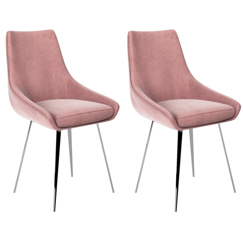Anaias Velvet Upholstered Side Chair, Pink