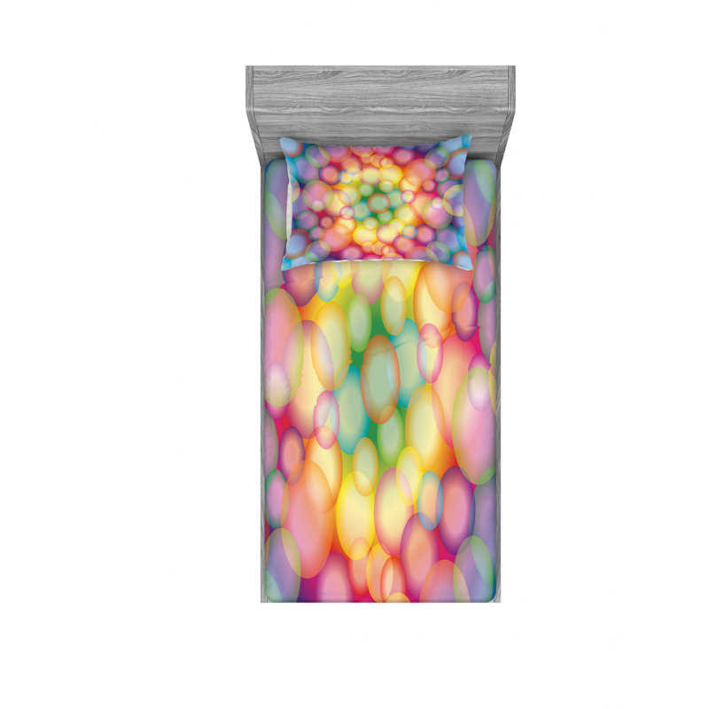 Ensemble de draps abstraits en boules circulaires, Ensemble de draps pour lit simple TG avec drap-hou