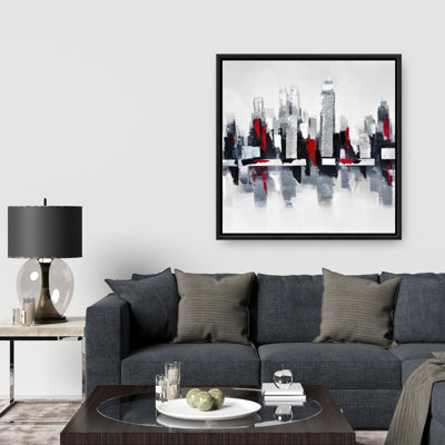" Gray And Red Cityscape "