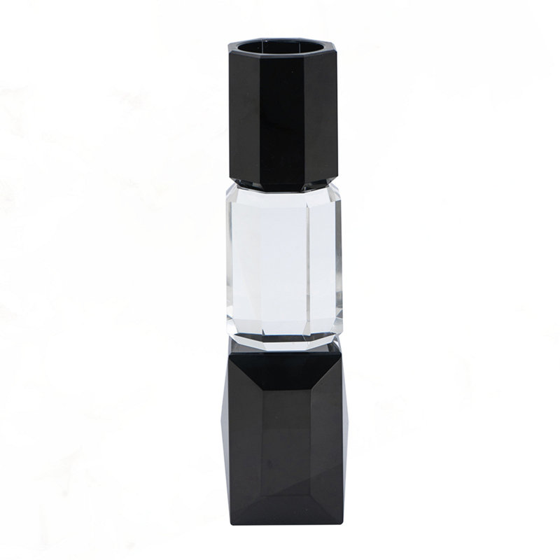 2.4X2.4X9.4" Black And Clear Tealight Candle Holder 6EA/CTN