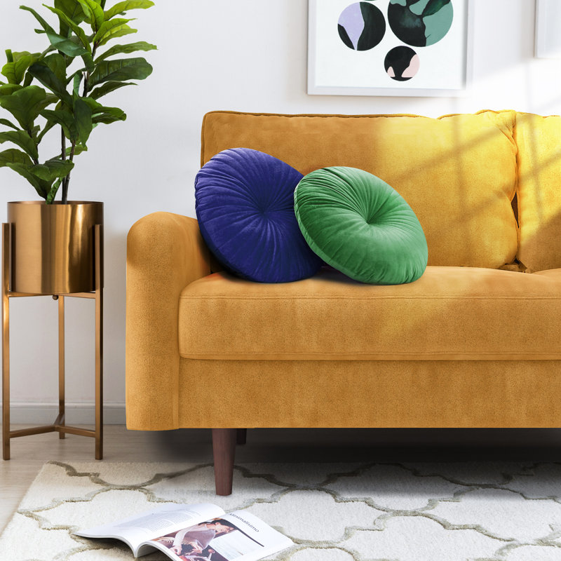 Marick Wide Round Arms Small Apartment Loveseat, Ginger Velvet, 72" W 