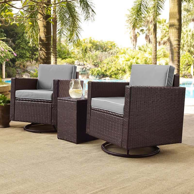 Arbedella Wicker 2 - Person Patio Conversation Set with Cushions, Grey