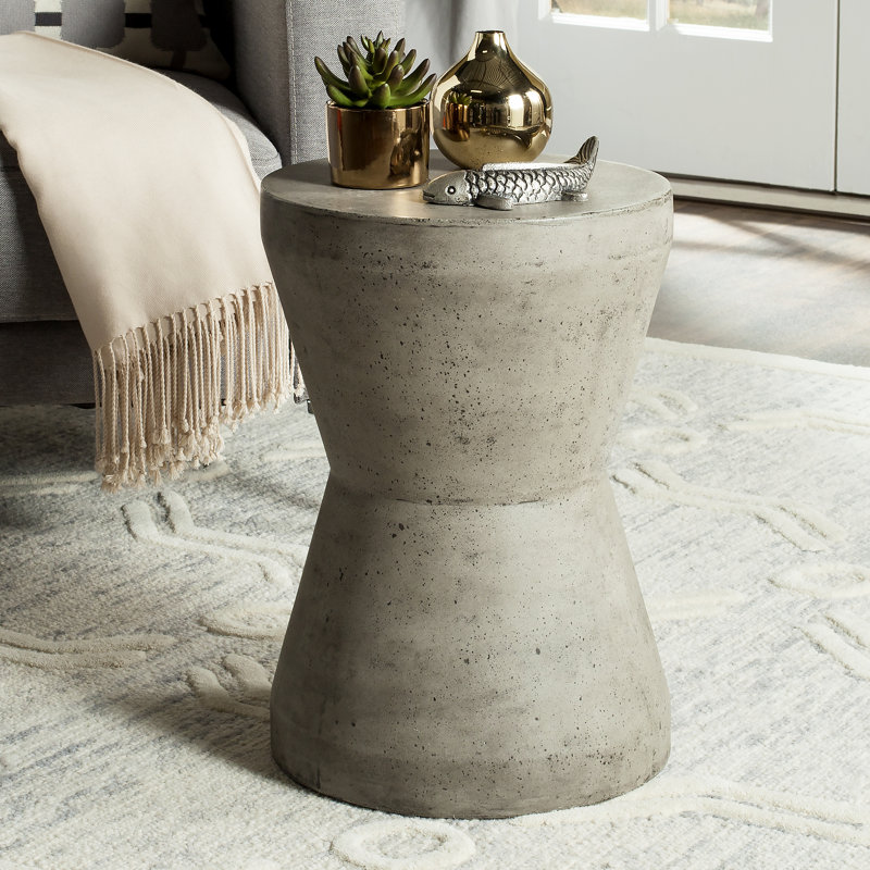 Outdoor Cybele Concrete Stool, Dark Grey
