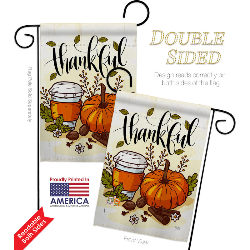 Drapeau de jardin en polyester 18,5 po x 13 po Thankful