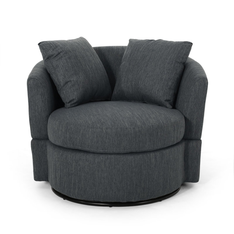 95.25Cm Wide Swivel Barrel Chair, Charcoal Fabric