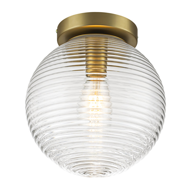 Burstyn 1-Light Modern Ribbed Glass & Metal Flush Mount Ceiling Light
