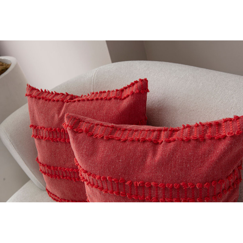 Ensemble de housse de coussin rouge vif (2 pièces), 16,9 po x 16,9 po | 100% polyester, durable et lavable à la machine | Tissu doux avec une densité de 100 g / m², parfait pour le décor du salon et de la chambre à coucher, élégant et confortable