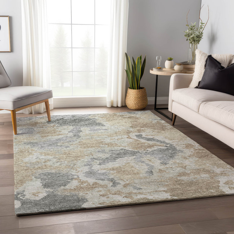 Premium Machine Washable Hintzen AMF67 Beige Rug, Rectangle 5' x 7'6"