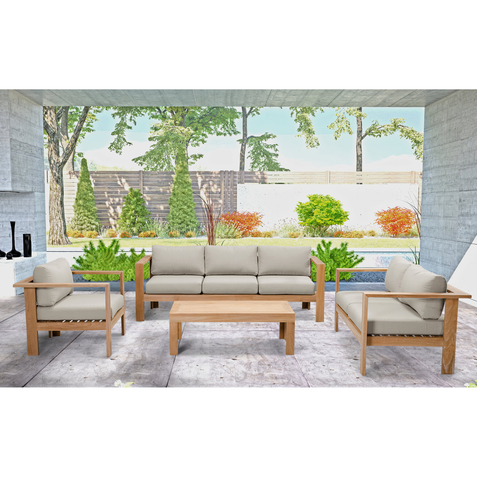 Sonoma 5 - Person Patio Conversation Set, 4 Pcs: Table, Sofa, Loveseat, Chair, Cast Silver Sunbrella®