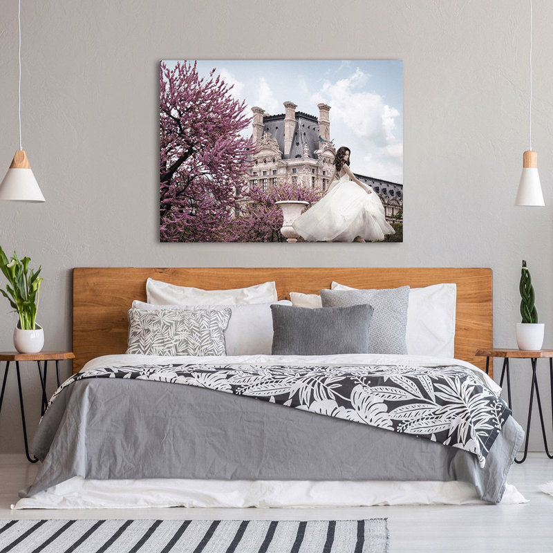 Young Woman At The Chateau De Chambord by Haute Photo Collection - Wrapped Canvas Art Prints, 60cm H x 80cm W x 4cm D