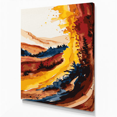 Watercolor Landscape 31 Black Canvas Wall Art