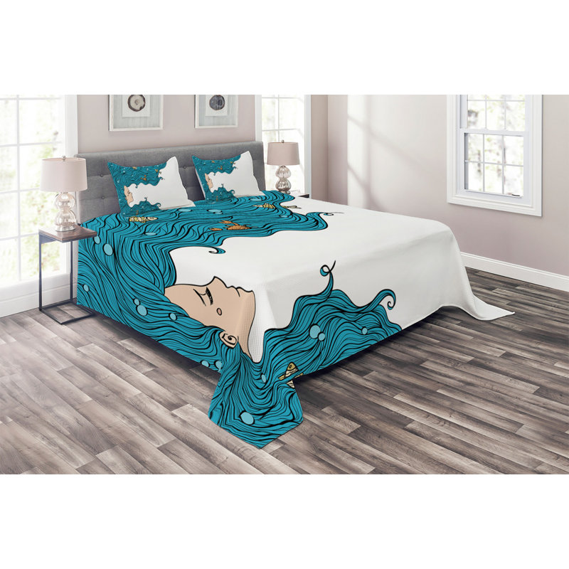 Coastal Polyester Coverlet, King Bedspread + 2 Shams