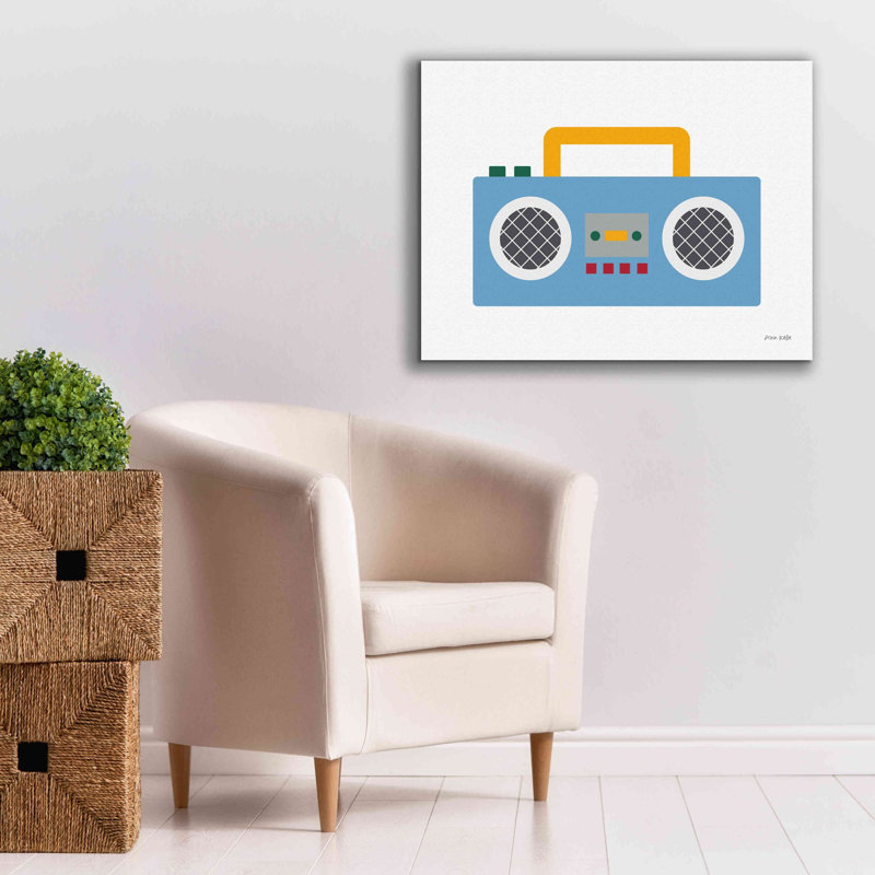 «Retro Boombox» par Ann Kelle Designs, art mural sur toile, H 26 po x l 34 po x P 1,5 po