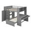 Lit mezzanine double au-dessus de simple Jemma Kids avec lit simple autoportant, tablettes, bureau-507281303