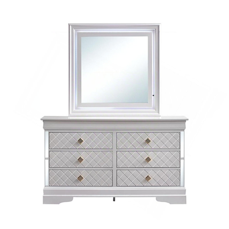 Commode 6 tiroirs avec boutons dorés