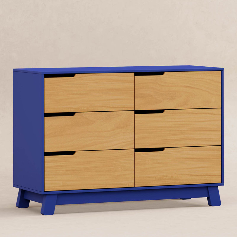Hudson 6 Drawer 48" W Double Dresser, Cobalt/Honey
