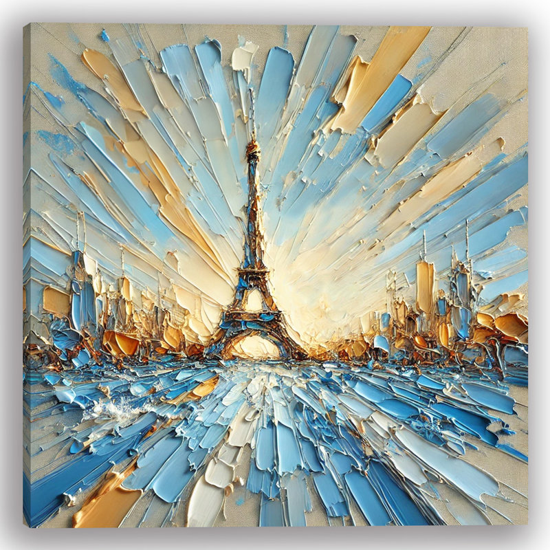 Art mural abstrait sur toile tendue Radiant Eiffel Tower, H 12 po x l 12 po x P 1 po
