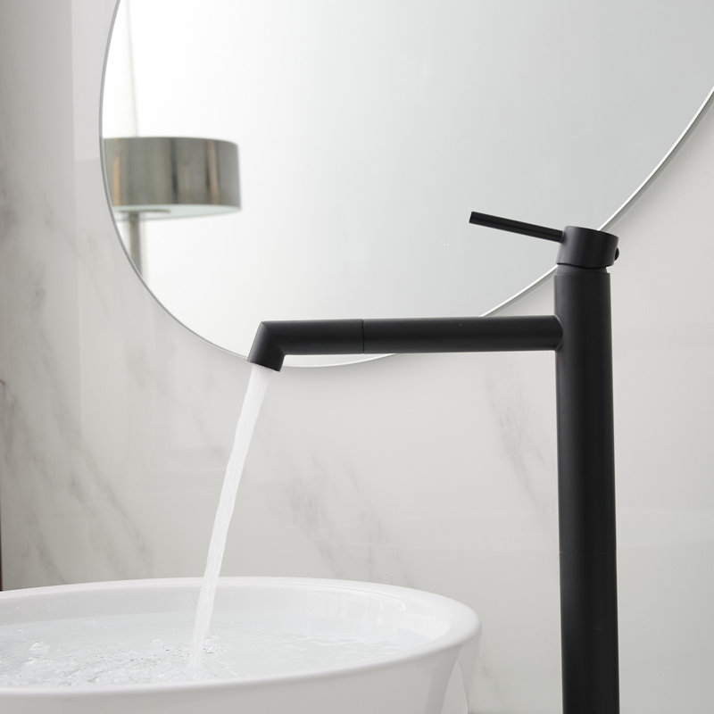 Robinet de lavabo vasque de salle de bain monocorps et monocommande, Noir mat