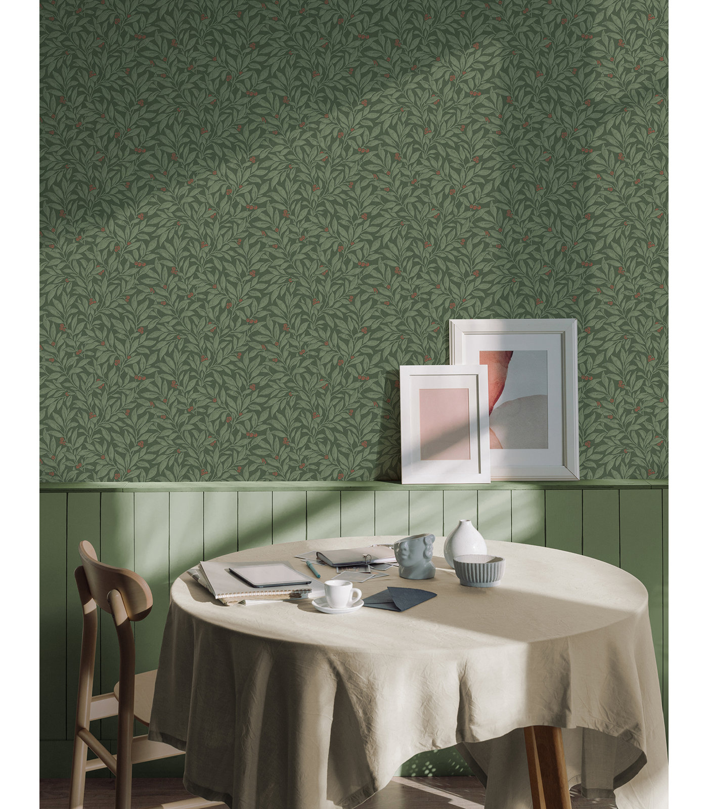 Coretta Vine Wallpaper, Dark Green