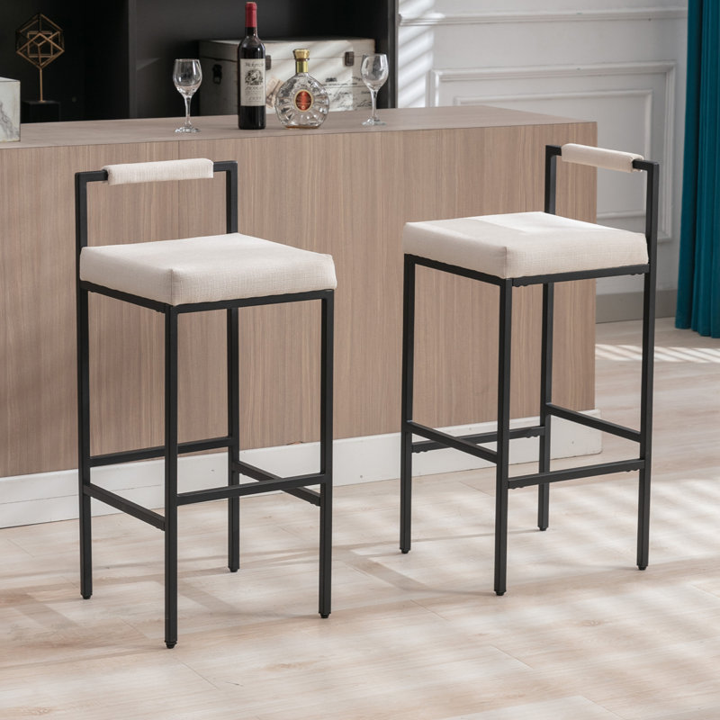 Tabourets de bar rembourrés Lis, Beige, Tabouret de bar (siège d'une hauteur de 30 po)