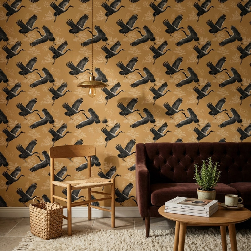 Rouleau de papier peint Cranes Flying Birds, Peler et coller
