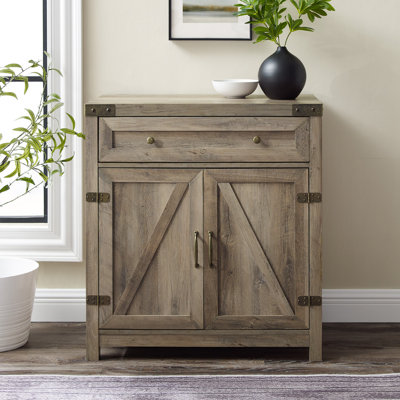 Marckson Barn Door Accent Cabinet with Drawer Storage